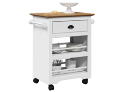 Vidaxl Carrinho De Cozinha Bodo Branco E Castanho 67,5x45x80 Cm