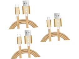 Cabo Usb de Nylon Trançado de 3 Peças para Carregamento e Transferência de Dados em Smartphones. SFUSHOS