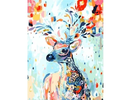 Tela FIGURED' ART Paint by Numbers - Aguarela De Veado Colorido  - Figured' Art Pn137-Y (51x2,5x41,3 cm)