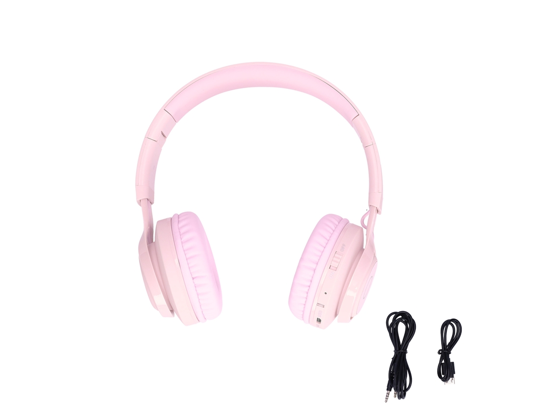 Aetheria fone de Ouvido Bluetooth Infantil Bt06c com Luzes Led Estéreo Plegável Rosa