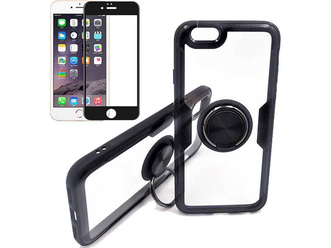 Kit Capa + Película Vidro 5D Full Cover iPhone 6, 6s 3x1 Clear Armor Transparente