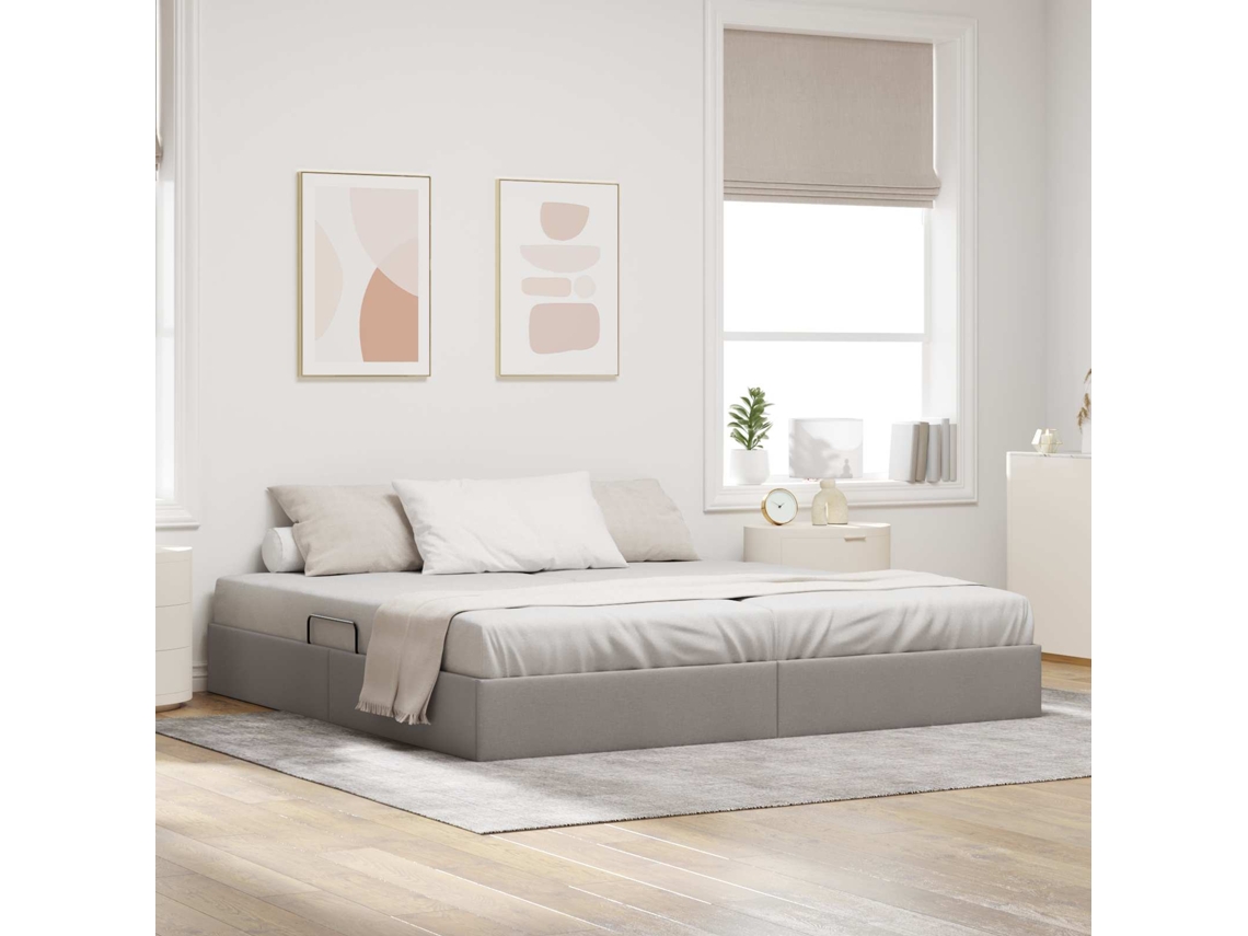 Vidaxl Estrutura De Cama Ottoman Cinzento-acastanhado 200 X 200 Cm