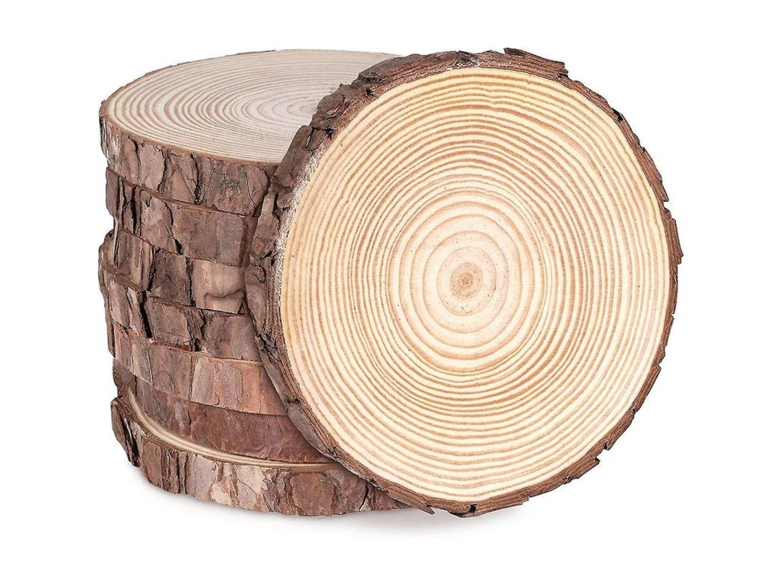 2026 8 Fatias de Madeira Redonda Natural 16 17cm 15mm Espessura para Artesanato Diy Decoração de Casamento Natal