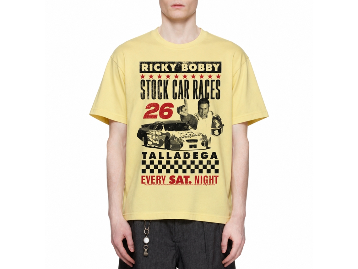 Rockinstone Talladega Nights Movie Stock Car Races Heather Yellow Adult T-shirt Size:s