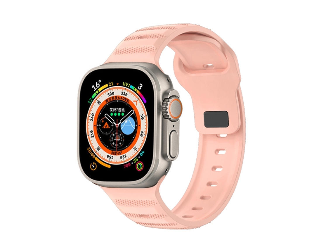 Bracelete de Smartwatch para Apple Watch Ultra 49 mm com textura de pontos pulseira de borracha fluorada (rosa nebulosa)