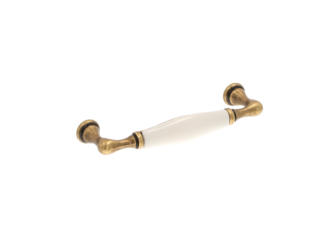 Puxador para Móveis em Zamac e Porcelana Distância Central 96mm Florença Antiga Conjunto de 6 HARDWAREXCHANGE