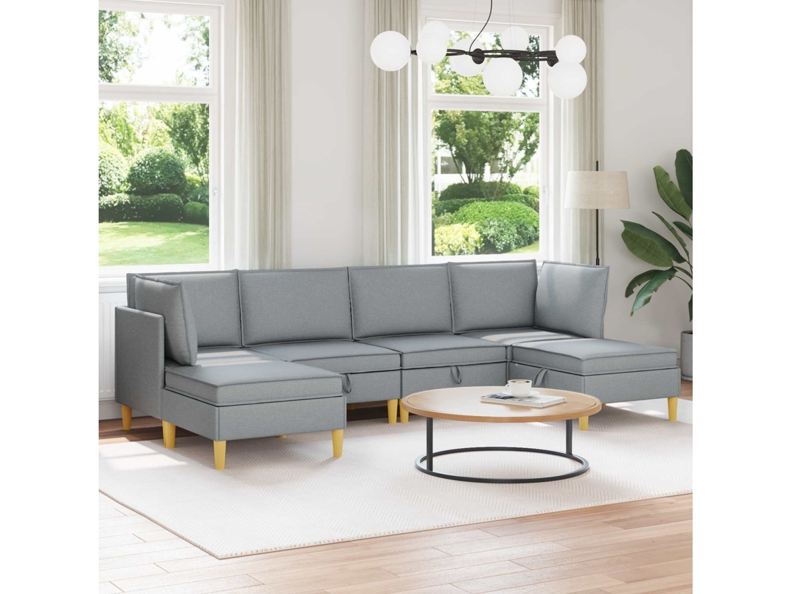 Vidaxl Conjunto De Sofá Modular Com Armazenamento 6 Unid. Tecido
