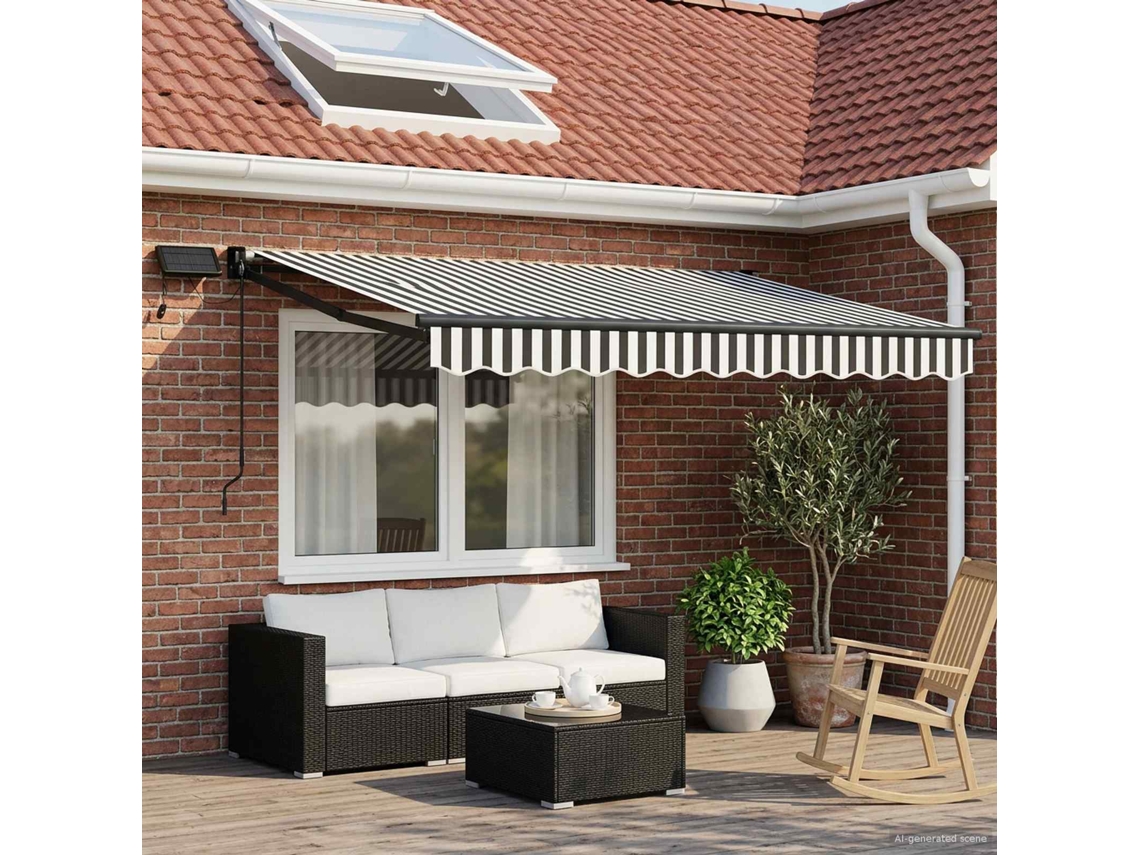 Vidaxl Toldo Retrátil Elétrico Antracite E Branco 3 X 2,5 M