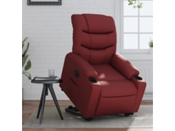 Vidaxl Poltrona Reclin. Elevatória Elétrica Couro Artif Vermelho-tinto