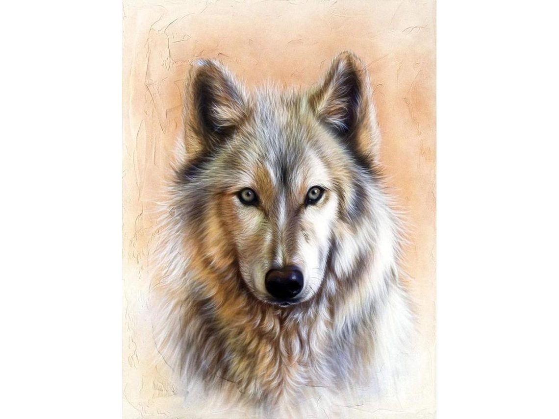 Kit De Pintura Con Diamantes 5d Lobo Para Niños, Animales Diy Rhinestones De Gran Formato 30x40cm Amarillo