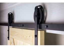 Sistema para Porta de Correr Preto com Calhas Modelo Roldanas Grandes Completo 200 Cm O Kit WOVAR