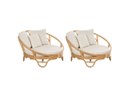 Conjunto de 2 camas de exterior estilo boho BELIANI Rossano de Rattan/vime Natural 112x110x71
