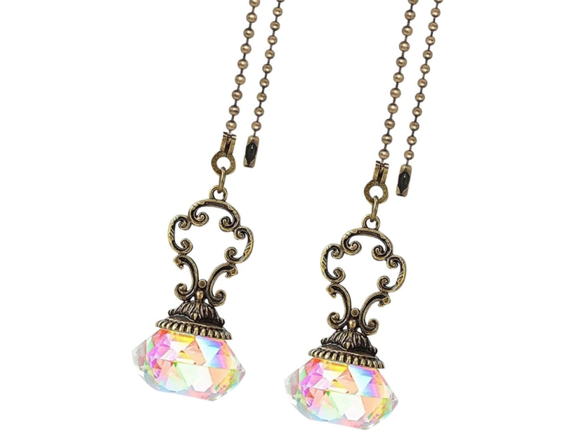 Conjunto De 2 Pingentes Cristal E Ferro Para Lustre, Elegantes