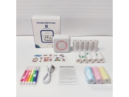 Impressora Térmica Portátil, Inclui 5 Rolos Branco Comum + 5 Adesivos Branco + 3 Coloridos, Trabalhos Manuais Adaptáveis. STELASPLEN
