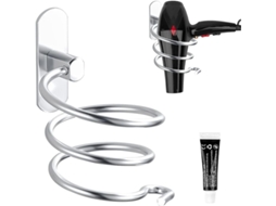 Suporte De Parede Para Secador Cabelo Em Alumínio - Autoadesivo, Sem Necessidade Furar Resistente À Ferrugem Capacidade Carga 10 Kg (não Esp
