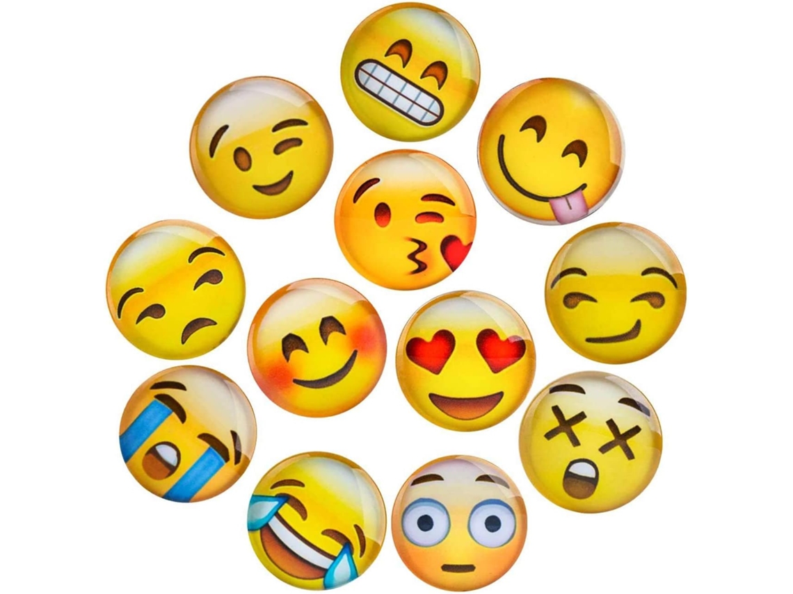 Emojis Magnéticos, Pacote Com 12 Ímãs De Geladeira Emoji Smiley De Vidro 3d Para Geladeira E Quadro Branco Aquaforge (1,18 Pol.)