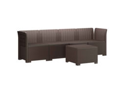 Vidaxl Sofá De Jardim 4 Lugares Look Rattan Pp Castanho