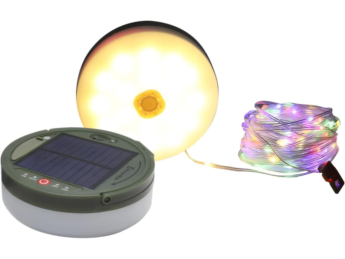 Cordão de Luzes Solares USB, 10 m, 100 LEDs, Branco Quente