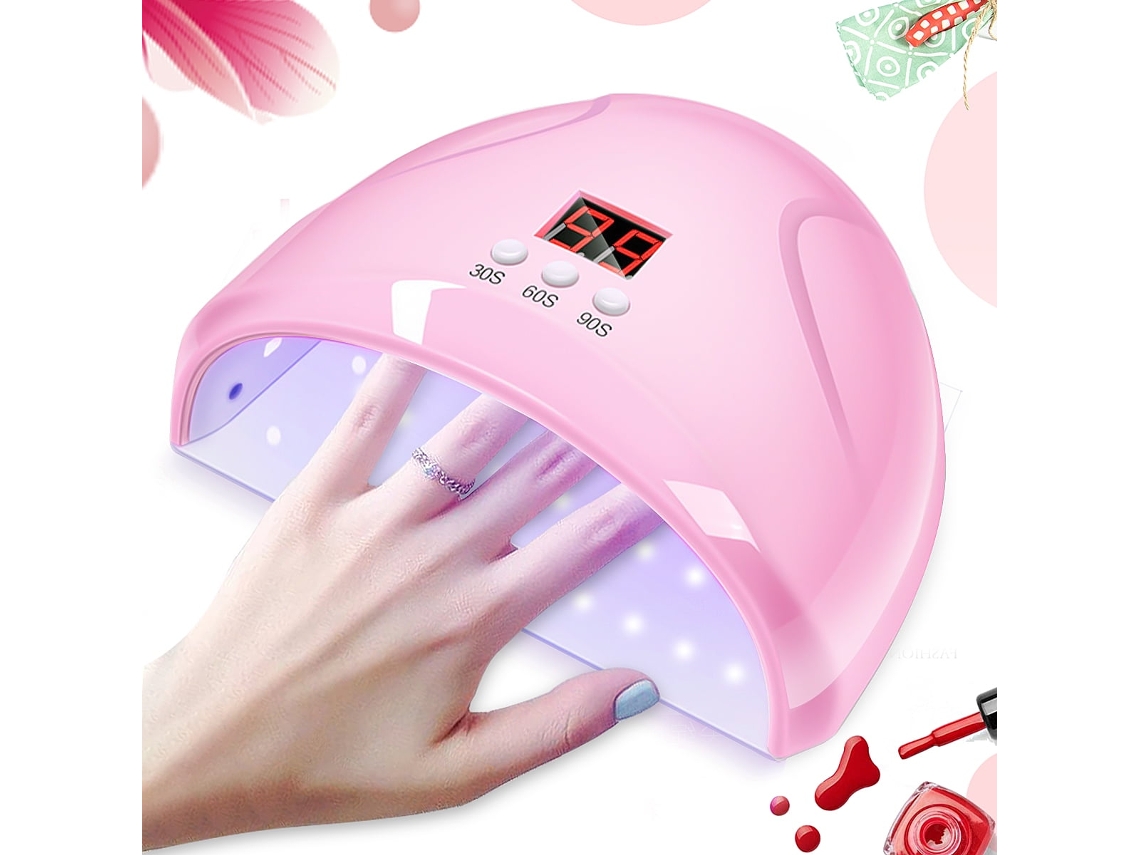 Secador De Unhas Uv Led De 48w Com Sensor Automático, Lâmpada Uv Portátil Para Esmalte Em Gel Rosa