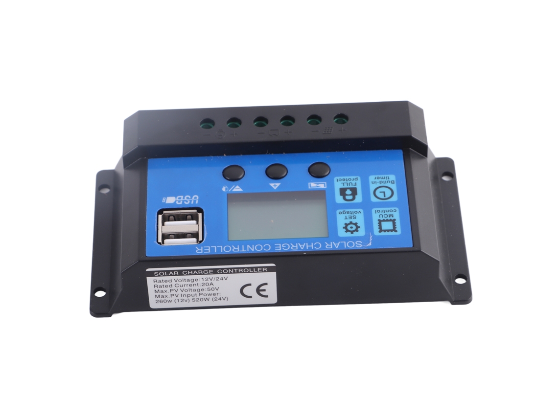 Controlador de Carga Solar PWM 12v 24v 20a com USB 5v S/MARCA