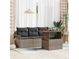 Vidaxl Conjunto De Sofá De Jardim 5 Pcs Cinzeto Rattan Sintético