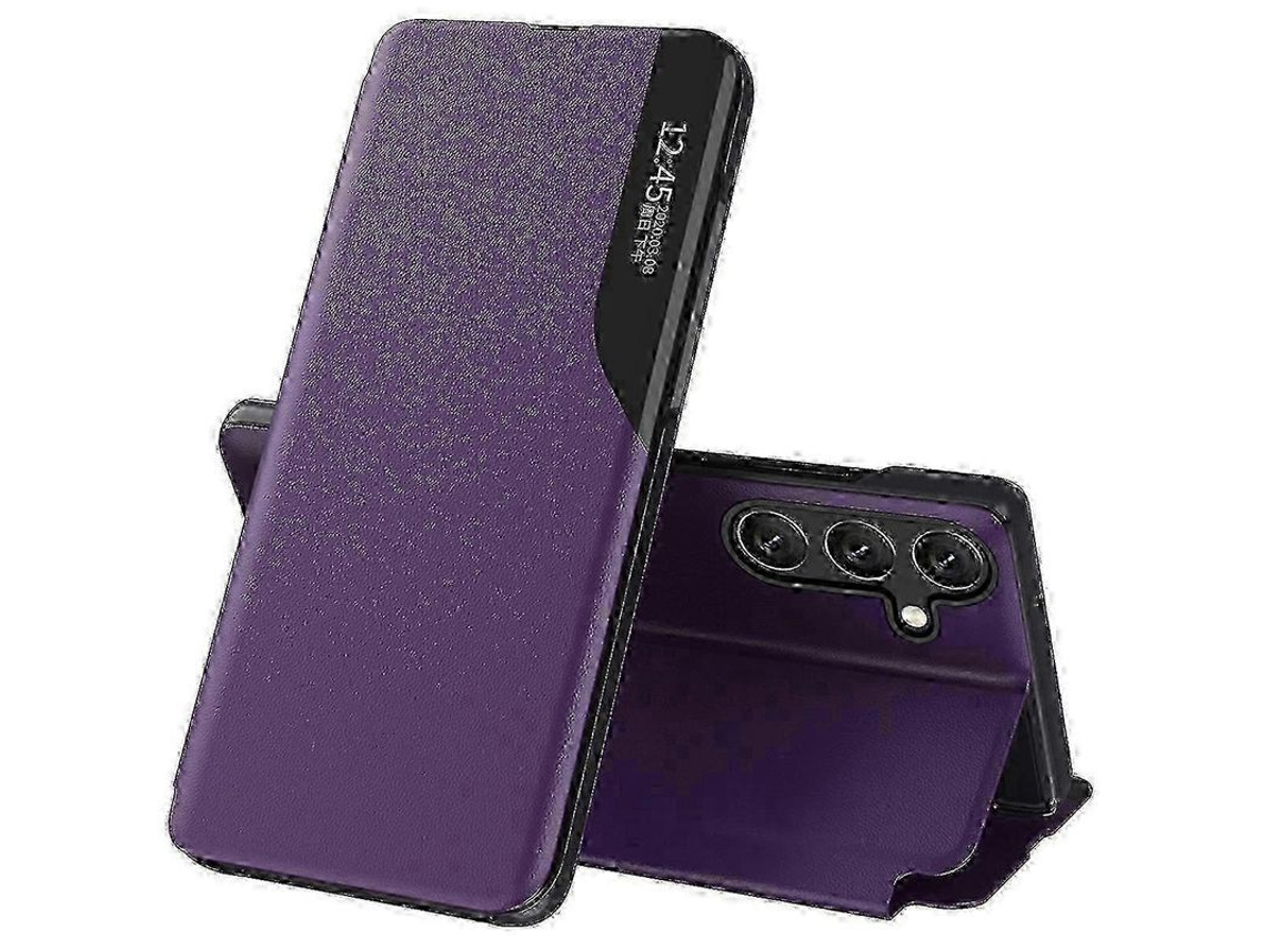 Capa de Couro YURU para Galaxy S25+ com suporte, roxo | S/MARCA