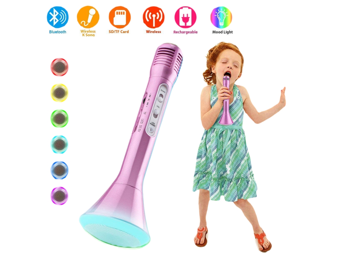 Microfone Rosa EOOCOO (amplificação de Karaokê)