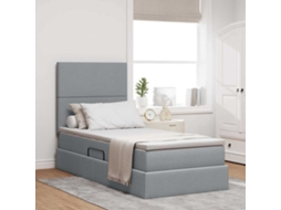 Vidaxl Cama com Arrumação e Colchão Cinzento claro 100 X 200 Cm Tecido