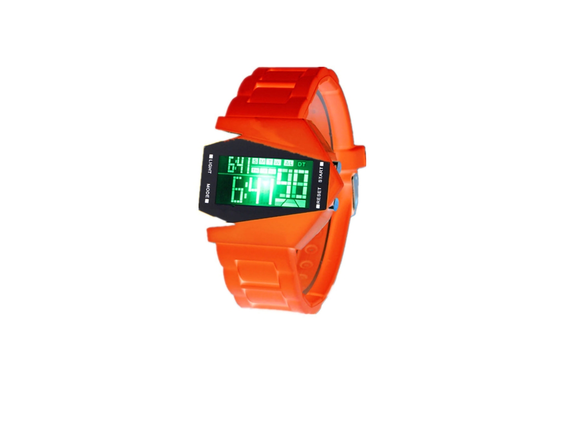 Relógio De Avião Digital Led Multifuncional Cor Laranja