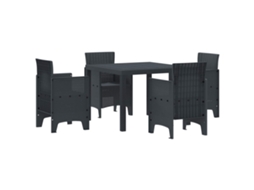 Vidaxl Conjunto De Jantar Para Jardim 5 Unid. Antracite Polipropileno