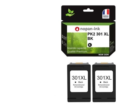 301xl Fabricado Na França, 2 Cartuchos De Tinta Recondicionados Para Hp 301 Xl Preto Ch563ee/ch561ee Compatível Com Envy 4500 4507 5530,des Nopan Ink