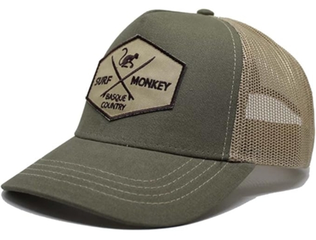 Boné Ajustável Unissexo SURF MONKEY Trucker Viseira Curva Design Painéis Patch Costurado Frontal Fecho Coroa Verde (Tamanho Único)