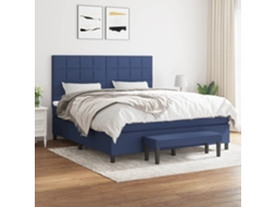 Vidaxl Cama Com Molas/colchão 160x200 Cm Tecido Azul