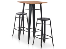 Vidaxl 3 Pcs Conjunto De Bar Em Aço Preto