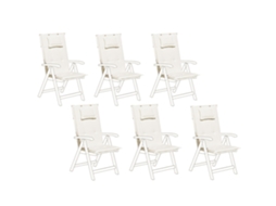 Conjunto De 6 Almofadas De Encosto/assento Java/amantea 50 X 70 Cm Branco Creme