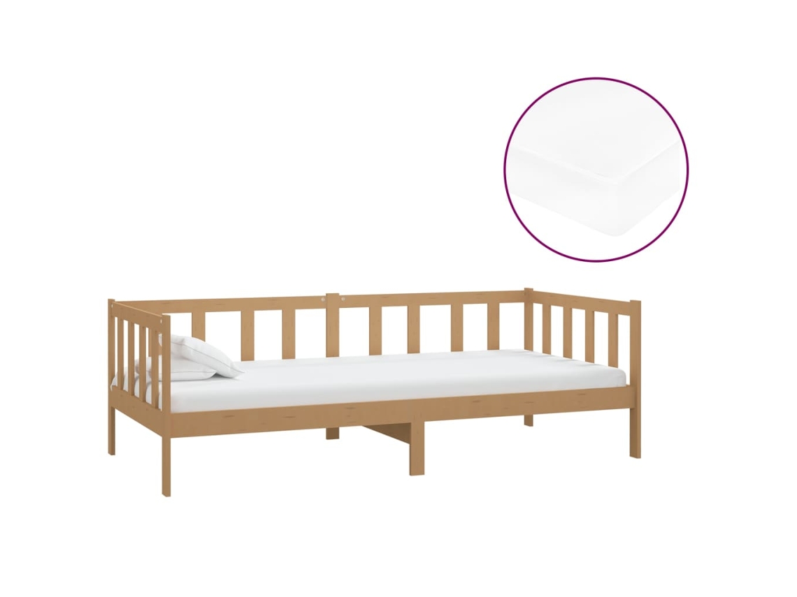 Sofá Cama com Colchão 90x200 cm Pinho Maciço Castanho Mel MAISON EXCLUSIVE
