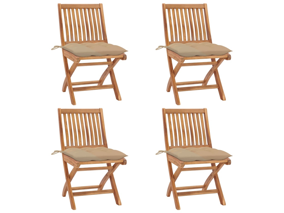 Folding Chair, Folding Chairs Vidaxl Bege Madeira (n/a)