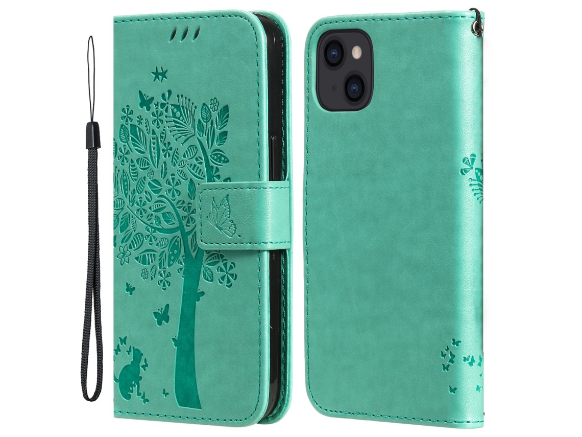 Capa Para Iphone 15 Pele Sintética Verde
