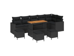 Maison Exclusive - Conjunto De Sofá De Jardim Com Almofada 12 Pcs Preto Vime Pe