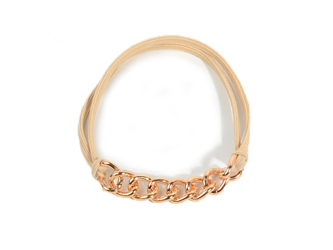 Cordão E Anel De Cabelo Pulseira Decoração Com Cadeia De Metal