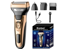 Barbeador Elétrico Potente 3 em 1, Exclusivo para Homens, Inclui Bateria Recarregável MDUG (dourado)