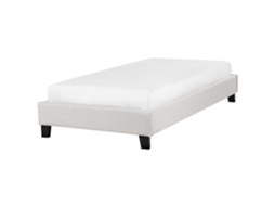 Cama Estofada Em Tecido Sem Cabeceira Beliani Roanne De Tecido Cinzento Claro 90x200