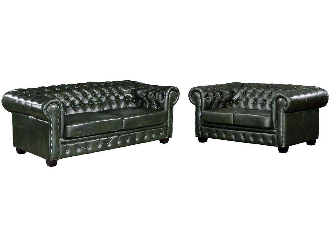 Conjunto Sofá Fixo Brenton LINEA (Verde Pinho - Pele - 201x96x73 cm)