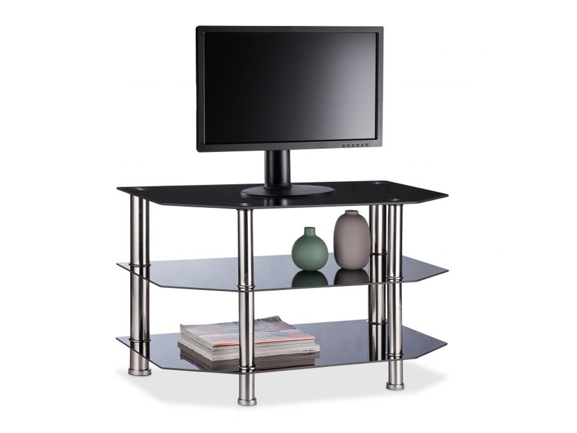 Mesa De Tv Vidro Preto B2x