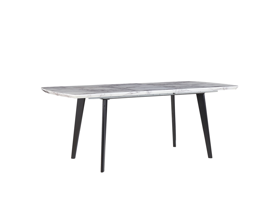 Mesa de Jantar Extensível BELIANI Mosby de Mdf Mármore Cinzento 90x200x77