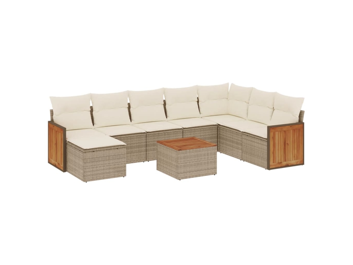 Maison Exclusive - 9 Pcs Conjunto De Sofás P/ Jardim Com Almofadões Vime Pe Bege