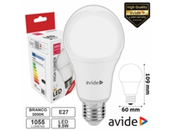 Lâmpada Led E27 Globo A60 9.5w 230v 3000k 1055lm AVIDE
