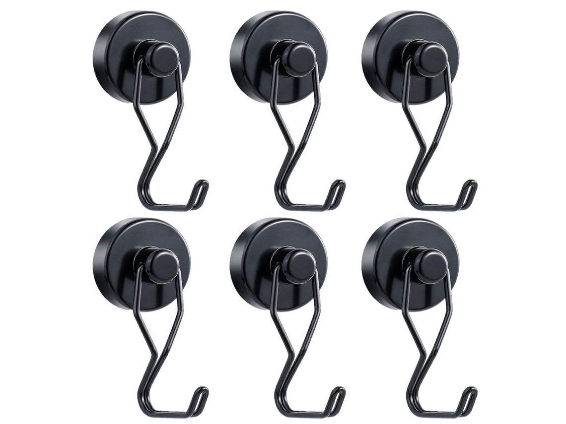 Ganchos magnéticos de neodímio Rebe de 100 lb (45 kg), ganchos antifurto de aço inoxidável para uso interno e externo, Shikai, 6 peças.