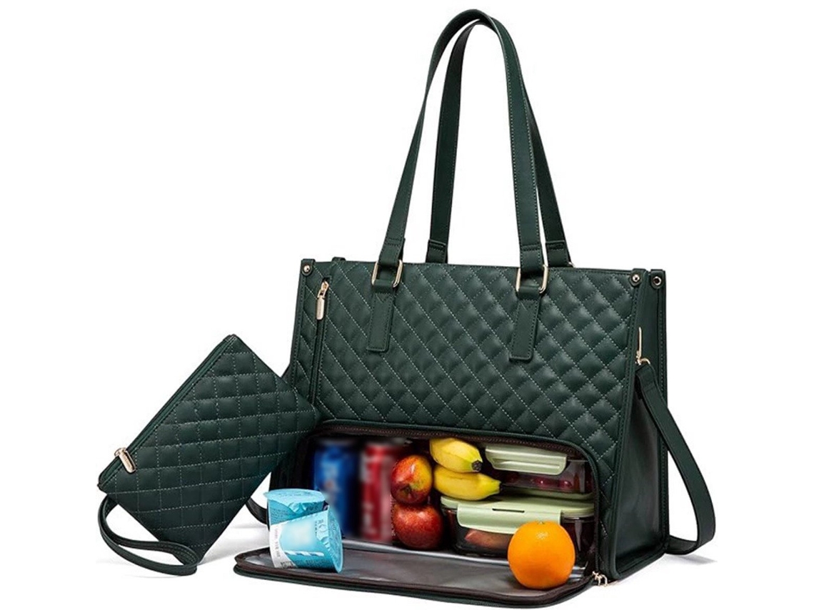 Bolsa Térmica Para Almoço, 15,6 Polegadas, Cor Verde, Design 2 Em 1, Estrutura Prática, Reutilizável E Fácil De Transportar