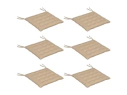 Conjunto de 6 almofadas para cadeiras de jantar S/MARCA 40x40 cm, com fitas, acolchoadas, cor caqui